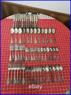 61 Pc Lot 1847 Rogers Bros Old Colony Silverplate Flatware Silverware
