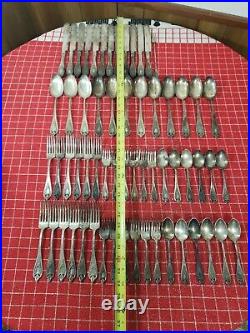 61 Pc Lot 1847 Rogers Bros Old Colony Silverplate Flatware Silverware