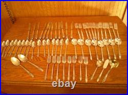 61 pc 1847 Rogers First Love Silverplate flatware, svc for 8 + extras withbox