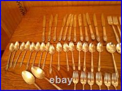 61 pc 1847 Rogers First Love Silverplate flatware, svc for 8 + extras withbox