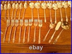 61 pc 1847 Rogers First Love Silverplate flatware, svc for 8 + extras withbox