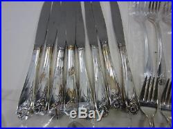 62 Pc 1847 Daffodil Rogers Silver Plate Service for 8