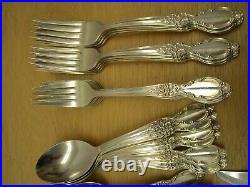 62pc Vintage WM Rogers & Son VICTORIAN ROSE Silver plate flatware set svc for 8