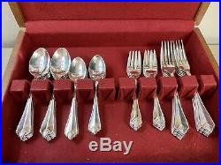 63 Pc 1881 Rogers Oneida King James Flatware Set Service with Wood Case