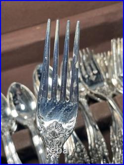 63 Pieces F. B. Rogers French Rose Silver-plated Flatware Set Service 12