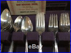(64 PC) 1847 ROGERS & BROS. I. S. SILVERPLATED FIRST LOVE 1937 PATTERN With BOX