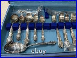 65 PC Wm Rogers MFG Co Reinforce Silver Plate AA Vintage Set with Case