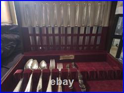 66 Pc Vintage Wm Rogers IVANHOE 1936 Silverplate Flatware Set with Oneida Chest
