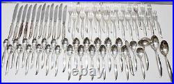 66 Piece 1847 Rogers Bros Flair Pattern Silverplate Flatware Set Service For 12