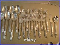 68 PC SERVES 12(MINUS 4) 1847 Rogers FIRST LOVE Grille Silverplate NICE