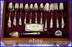 68 Piece Eternally Yours 1847 Rogers Bros Silverware Set with Wooden Chest 68 Piece Eternally Yours 1847 Rogers Bros Silverware Set with Wooden Chest
