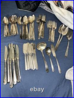 69 Piece Set Of 1881 Roger's Oneida LTD Silver plated Silverware Needs Polished