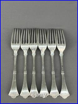 6 1847 Roger Bros Silverplate CROWN 7 Dinner Forks c. 1885 No Mono