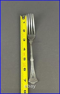6 1847 Roger Bros Silverplate CROWN 7 Dinner Forks c. 1885 No Mono