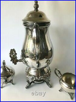 6 PCS Set F. B. Rogers Silverplated Coffee Urn + WM A Rogers Sugar Bowl & Creamer
