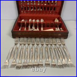 72pc 1847 Rogers Bros IS Daffodil Silverplate Service For 10 Flatware Set with Box