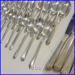 72pc International Silver Rogers Bros Silverplate 1950 Starlight Flatware Set 12