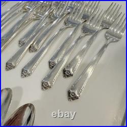 72pc International Silver Rogers Bros Silverplate 1950 Starlight Flatware Set 12