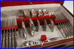 (74) International Silver Rogers 1847 Flair Flatware Set Silver Plate with Chest (74) International Silver Rogers 1847 Flair Flatware Set Silver Plate with Chest