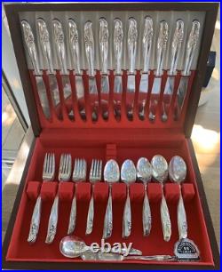 74 Pc Set Rogers Bros Reinforced Plate Flatware Floral Exquisite 1957 In Box 74 Pc Set Rogers Bros Reinforced Plate Flatware Floral Exquisite 1957 In Box