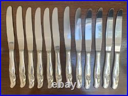 74 Pc Set Rogers Bros Reinforced Plate Flatware Floral Exquisite 1957 In Box