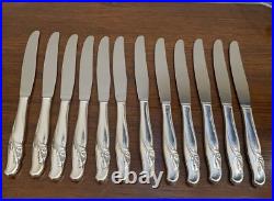 74 Pc Set Rogers Bros Reinforced Plate Flatware Floral Exquisite 1957 In Box