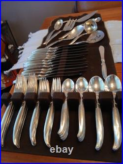 74 Piece 1847 Rogers FLAIR International Silver plate Flatware Set Service 12