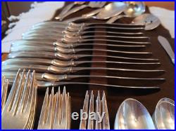 74 Piece 1847 Rogers FLAIR International Silver plate Flatware Set Service 12