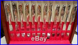 76 PC Rogers Bros Exquisite Silverplate Flatware Set With Case Service For 12