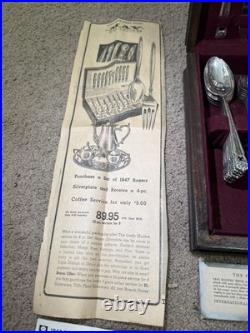 76 Pc 1847 Rogers Bros Vintage Grape Silverplate Flatware Set with Chest & Papers