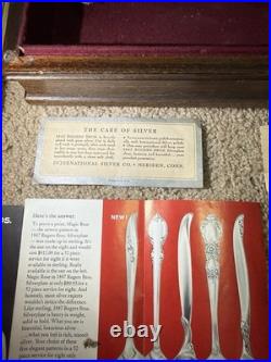 76 Pc 1847 Rogers Bros Vintage Grape Silverplate Flatware Set with Chest & Papers