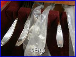 76 Pce for 12 Rogers Ambassador Silver Plate Set+Storage Case & Serving Some NEW