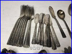 76 Pieces Of Vintage Wm Rogers IS USA Spring Bouquet Silverplate Flatware Set