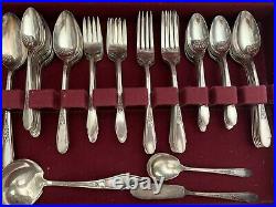 77 Pcs Set Rogers Bros Silver Plate Silverware Flatware Vintage With Chest