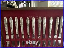 77 Pcs Set Rogers Bros Silver Plate Silverware Flatware Vintage With Chest