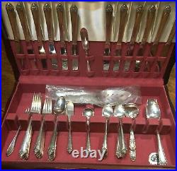 77 p. Mid Century Floral WM Rogers MFG Co Starlight Service For 12 + Extras