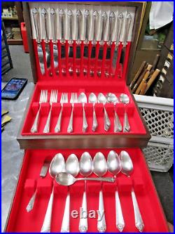 80pc Rogers & Bro IS Silverplate Starlight Pattern Flatware Set Service for 12