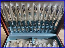 81 Pc WM Rogers Spring Charm 12 Place Settings Silver Plate Flatware 1950s Box