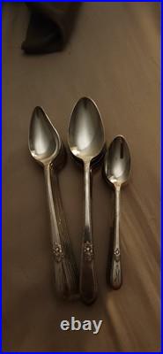 81 pc Rogers Brothers Silver Plate Adoration With K ENGRAVED