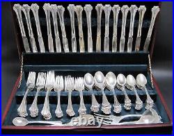 84 Piece FB Rogers Silver Plate American Chippendale Flatware Set Wood Case