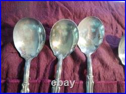 8 Matched William Rogers 1913 Large Soup Spoons 49.5+gr ea with T Silver Plate
