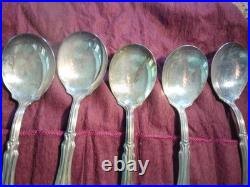 8 Matched William Rogers 1913 Large Soup Spoons 49.5+gr ea with T Silver Plate