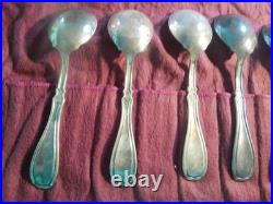 8 Matched William Rogers 1913 Large Soup Spoons 49.5+gr ea with T Silver Plate