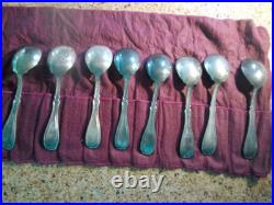 8 Matched William Rogers 1913 Large Soup Spoons 49.5+gr ea with T Silver Plate