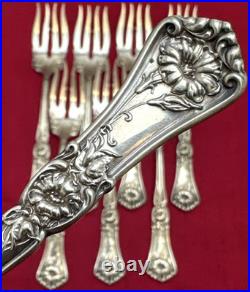 8 Pc 1906 GRENOBLE aka GLORIA Silverplated Wavy Tines SALAD FORKS Wm A Rogers