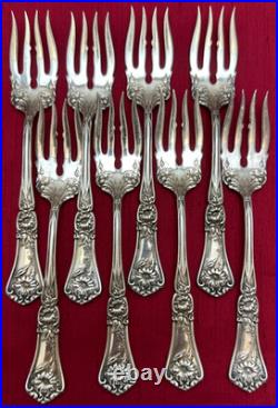 8 Pc 1906 GRENOBLE aka GLORIA Silverplated Wavy Tines SALAD FORKS Wm A Rogers