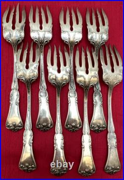 8 Pc 1906 GRENOBLE aka GLORIA Silverplated Wavy Tines SALAD FORKS Wm A Rogers