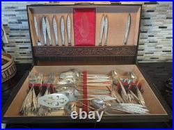 91 Pc 1847 Rogers Bros Silverplate Flatware Set Chest Vintage