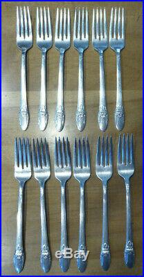 92 Pc 1847 Rogers Bros First Love Silverplate Flatware Set for 12 With Case