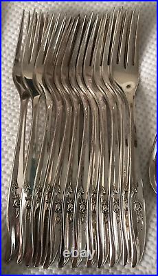 92 pc MAGIC ROSE 1847 Rogers IS Flatware Silverplate Set Service for 12